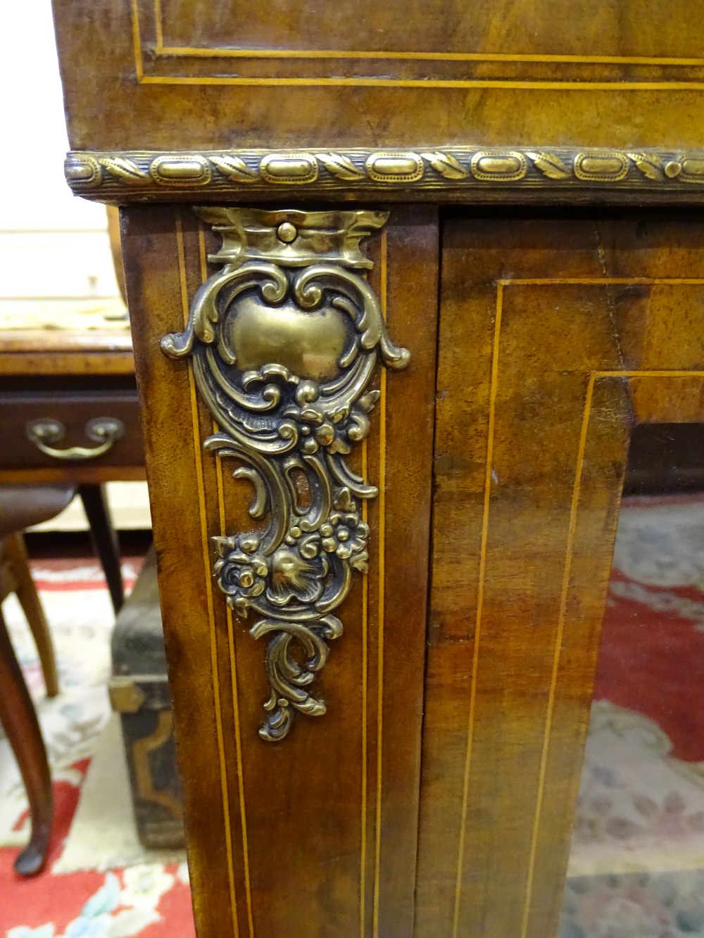 A VICTORIAN INLAID WALNUT SINGLE DOOR SIDE CABINET with metal mounts and velvet lined interior, 96.5 - Image 3 of 3