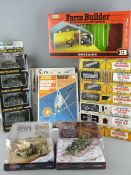 A QUANTITY OF CORGI DIECAST AIRFIX HO 00 SCALE KITS and Platinum press-out card scale models