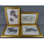 SIR KYFFIN WILLIAMS RA four signed prints - 1. ponies grazing 2. three badgers 3. alert sheepdog