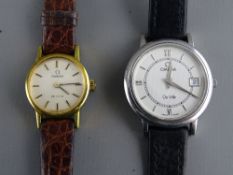 TWO OMEGA DE VILLE LADY'S WRISTWATCHES having leather and crocodile skin straps LOT WITHDRAWN