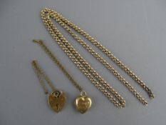 A NINE CARAT GOLD NECK CHAIN (link defective), 10.5 grms a nine carat gold padlock and a nine