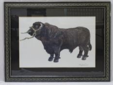 SIR KYFFIN WILLIAMS RA iconic and popular print - Welsh Black Bull from Chwaen Goch,