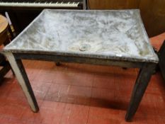 A TIMBER FRAMED INDUSTRIAL TYPE LEAD SINK (peg join construction), 74.5 cms high, 99.5 cms wide,