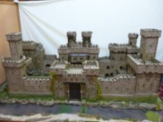 AN OUTSTANDING 1/35th SCALE SCRATCH BUILT MODEL OF A TURRETED CASTLE with internal courtyard and