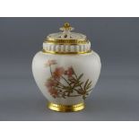 A ROYAL WORCESTER BLUSH IVORY POT POURRI with reticulated cover and interior lid, shape no. 1314, 14