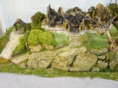 AN EXCELLENT 1/35th SCALE SCRATCH BUILT MODEL OF A WAR DAMAGED CHURCH on a hilltop setting, 94.5 cms