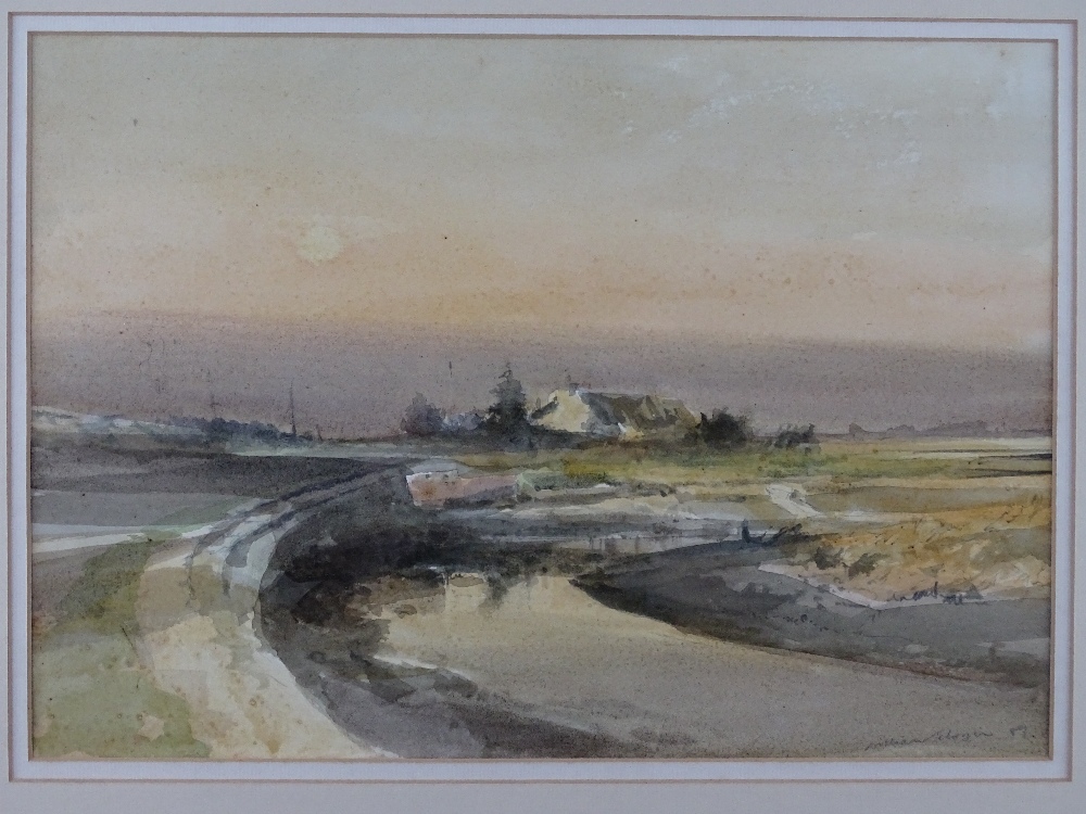 WILLIAM SELWYN watercolour - landscape with bridge and river and distant cottage, signed and dated - Image 2 of 3