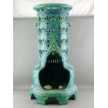 A BURMANTOFTS FAIENCE VERITAS OIL STOVE (incomplete), 73.5 cms high