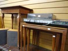 A retro Bush Scene One record player, nest of three coffee tables & another E/T