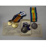 Two WWI medals to E Yates together with a WWII medal with Palestine clasp for Hollister together