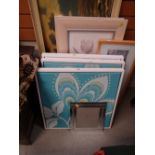 A parcel of modern framed pictures etc