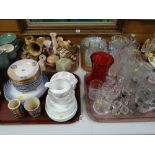 A quantity of glassware, china teaware & onyx table ware