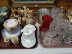 A quantity of glassware, china teaware & onyx table ware