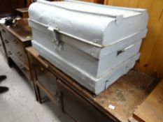 Sundry items of vintage bedroom furniture & a painted metal trunk