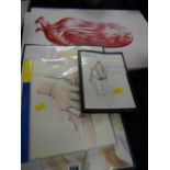 A parcel of unframed life drawing studies in watercolour & pencil by Penarth artist RICHARD O'