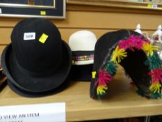 Small parcel of hats including two bowlers, a fedora & two of South American interest
