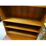 A mid-century open bookcase & a reproduction coffee table