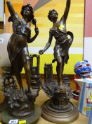 A pair of classical spelter figures (A/F)