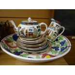 Staffordshire pottery teapot & milk jug together with a large charger (damage) & a selection of