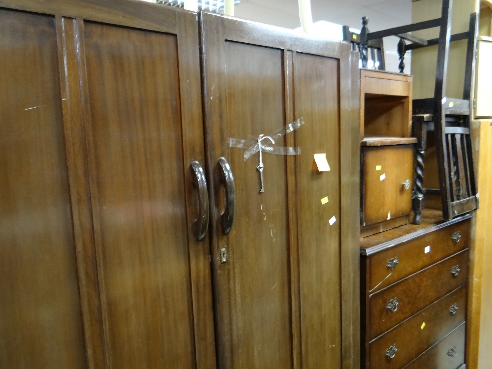 A reproduction five-drawer chest, a two-door wardrobe & a parcel of sundry small furniture