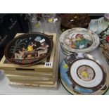 A collection of mainly collectors plates including Egyptian characters, Royal Doulton 'The Falconer'