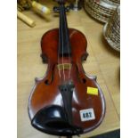 A good half-size child's violin, no sign of maker's mark (no case or bow)