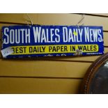 An enamel sign for South Wales Daily News