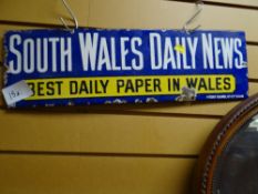 An enamel sign for South Wales Daily News