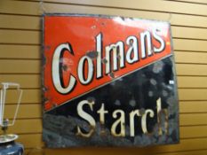 An antique enamel sign for Colman's Starch (distressed)