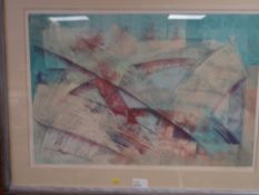 Large framed abstract mono (1/1) print entitled 'Combing for Jewels' by RICHARD HALL (Sheffield