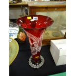 A large Italian lacework glass trumpet vase by Salviati, 15inchs high