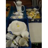 Three crates of china including plates & teaware together with a Hostess tableware 'Black Velvet'