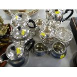 A four-piece pewter teaset & similar in EPNS