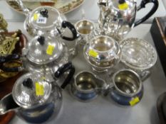 A four-piece pewter teaset & similar in EPNS