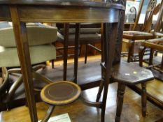 Vintage carved wooden spinning chair & an Edwardian circular two-tier table
