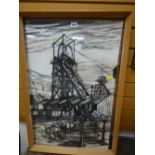 Mixed media of a working colliery signed ELWYN THOMAS & dated 1970