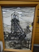 Mixed media of a working colliery signed ELWYN THOMAS & dated 1970