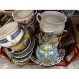 A quantity of pottery chamber pots, Islamic decorative pottery etc