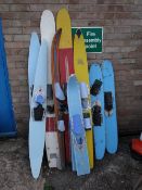 Collection of vintage water skis (outside)