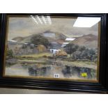 Framed watercolour by J SUMNER, dated 1890, Irish cottages