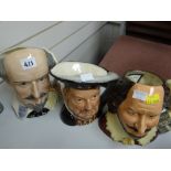 Three Royal Doulton character jugs - two of 'William Shakespeare' & 'Henry VIII'