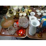 A parcel of mainly modern art glass & a quantity of pottery including Sylvac shell shaped vases