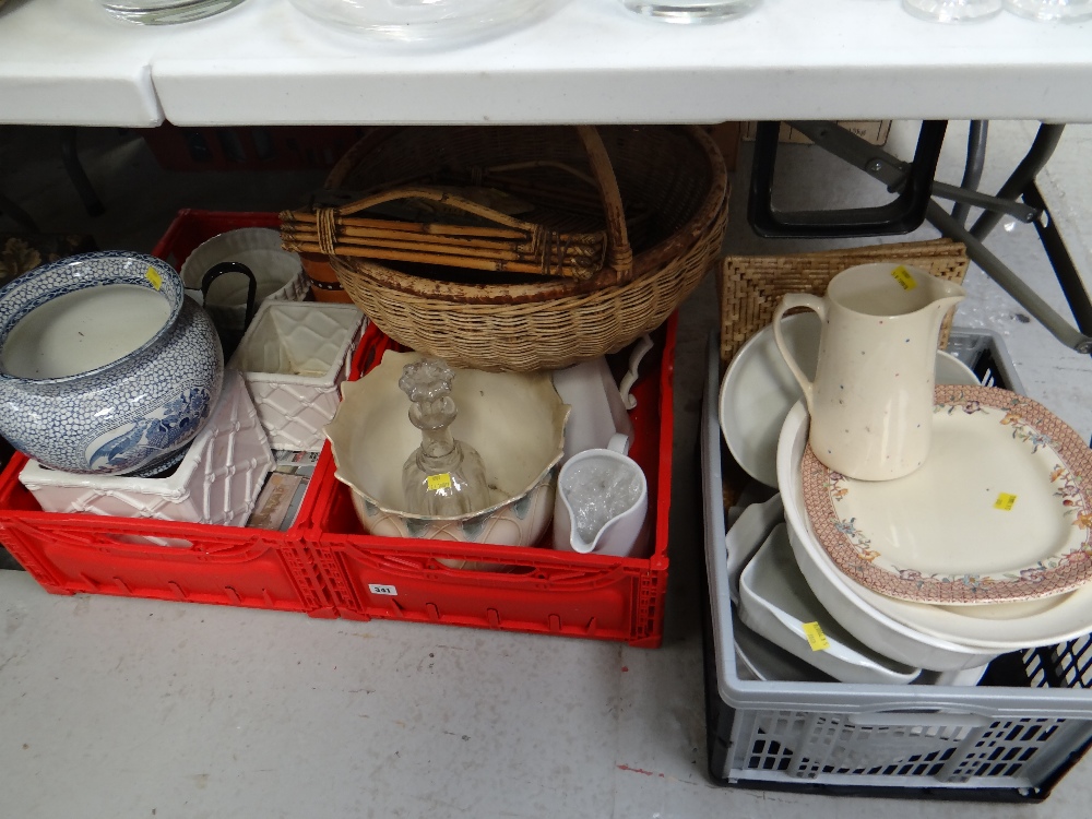 Various household pottery, an Adams-ware planter etc