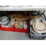 Various household pottery, an Adams-ware planter etc