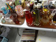 A quantity of mixed glassware including flash cut pair of vases & later art glass