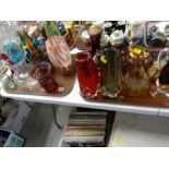 A quantity of mixed glassware including flash cut pair of vases & later art glass