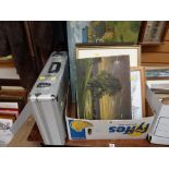 A large quantity of framed & unframed pictures & a document case etc