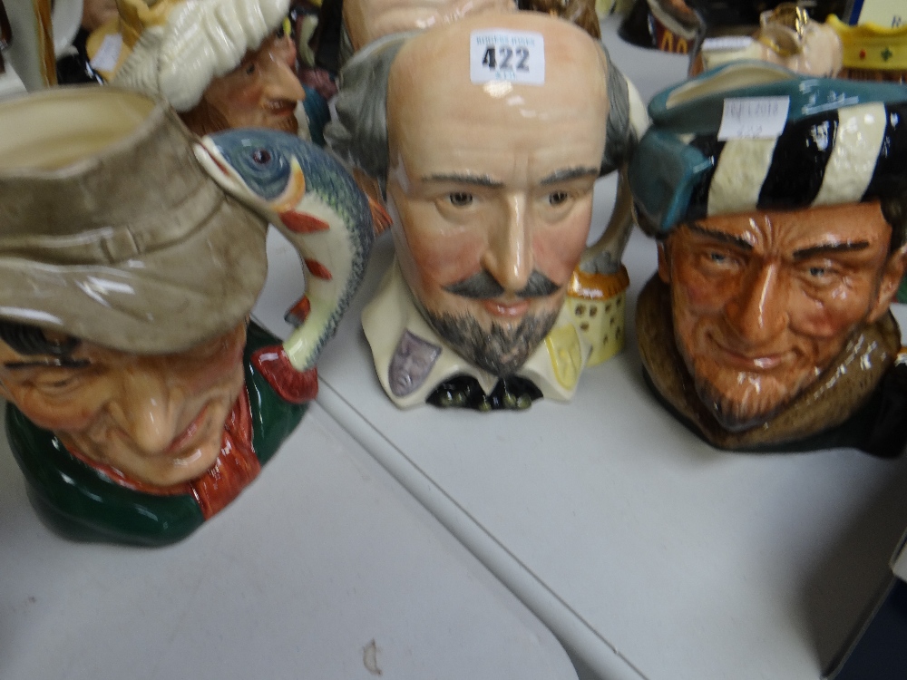 Three Royal Doulton character jugs - 'William Shakespeare', 'The Poacher' & 'The Falconer'