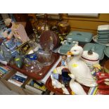 A quantity of modern ornaments including Royal Doulton Top of the Hill, glassware & metalware items