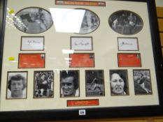 A framed Welsh rugby legends autograph display with signatures from JOHN DAWES, PHIL BENNETT & J P R